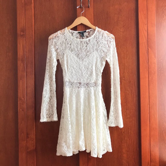 Forever 21 Floral Lace Boho Chic White Dress Small - Picture 2 of 8